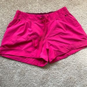 Pink cuffed drawstring shorts